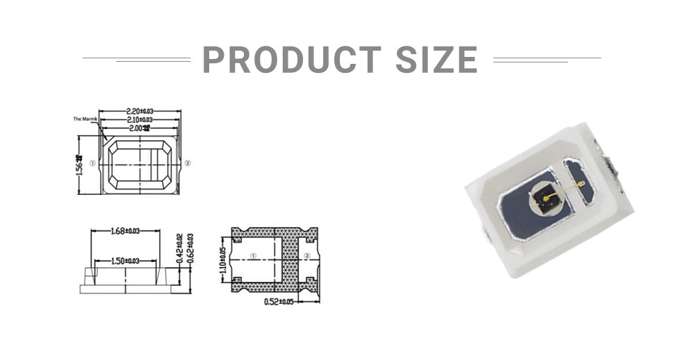 Size of 810nm LED 2016 SMD LED