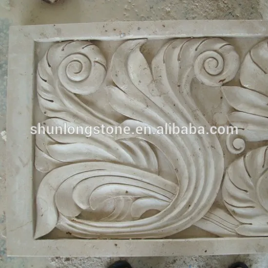 beige marble flower carving,wall decorative stone