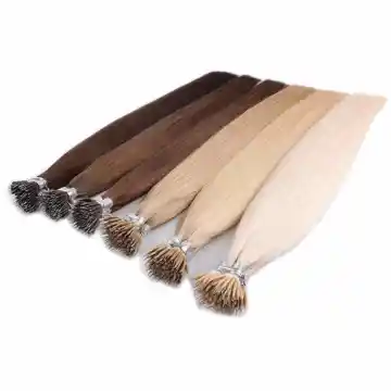 Double drawn thick ends virgin remy 100%% human stranded nano ring hair extensions 50 inch