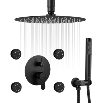 Oil Rubbed Bronze Ceiling-Mounted Multiple Shower Head System with Body Jets
