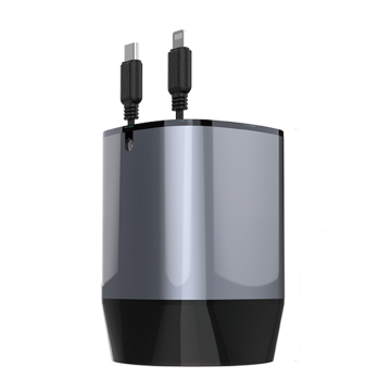 Widely Compatible EU/AU/RU Stock 4-in-1 RGB Car Charger with Built-in Retractable Cables
