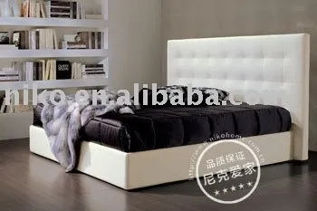 Modern White Leather Double bed Bedroom furniture