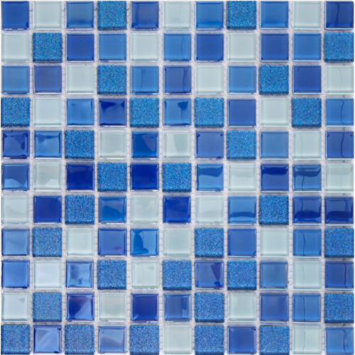 mosaico de cristal de color azul brillante