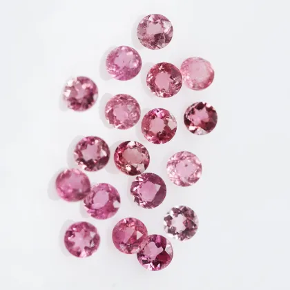 Natural Pink Tourmaline Round Diamond Cut Tourmaline Gems