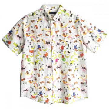 Men Casual Cotton Cats Print Shirt