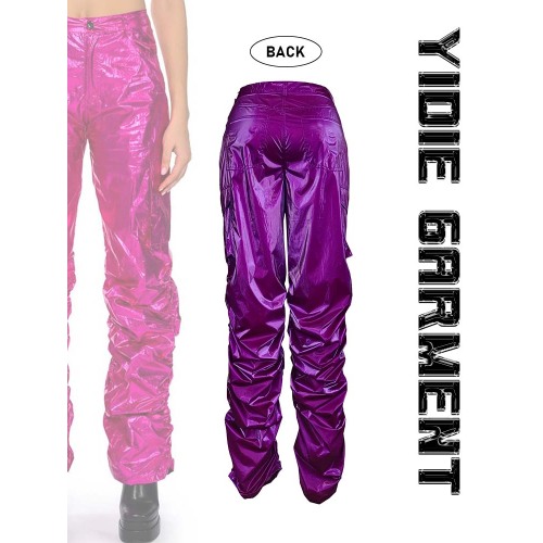 100% Nylon American Retro Cargo Pocket Ruched Pants