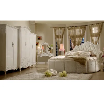 Modern European Style Soft White Velvet Comfortable Bed for Home Furniture