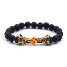 Dragon Head Lava piedra 8 MM pulsera con cuentas