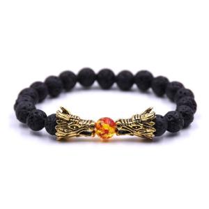 Dragon Head Lava piedra 8 MM pulsera con cuentas