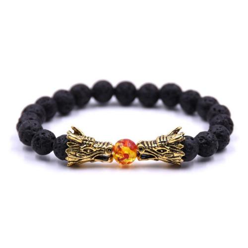 Dragon Head Lava stone 8MM Beaded Bracelet