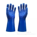 Blue PVC white particle coated gloves