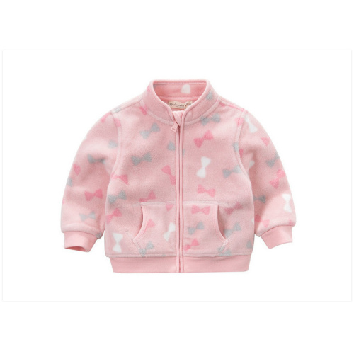 Girl's Cute Print Fleece Coat