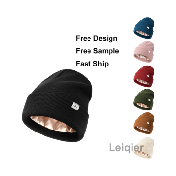 Autumn Winter Knitted Hat with Satin Lining
