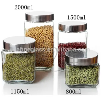 800ml 1150ml 1500ml big square storage glass jar with stainless lid