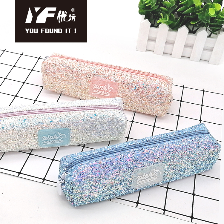 Custom hotsale colorful square long sequin pencil case