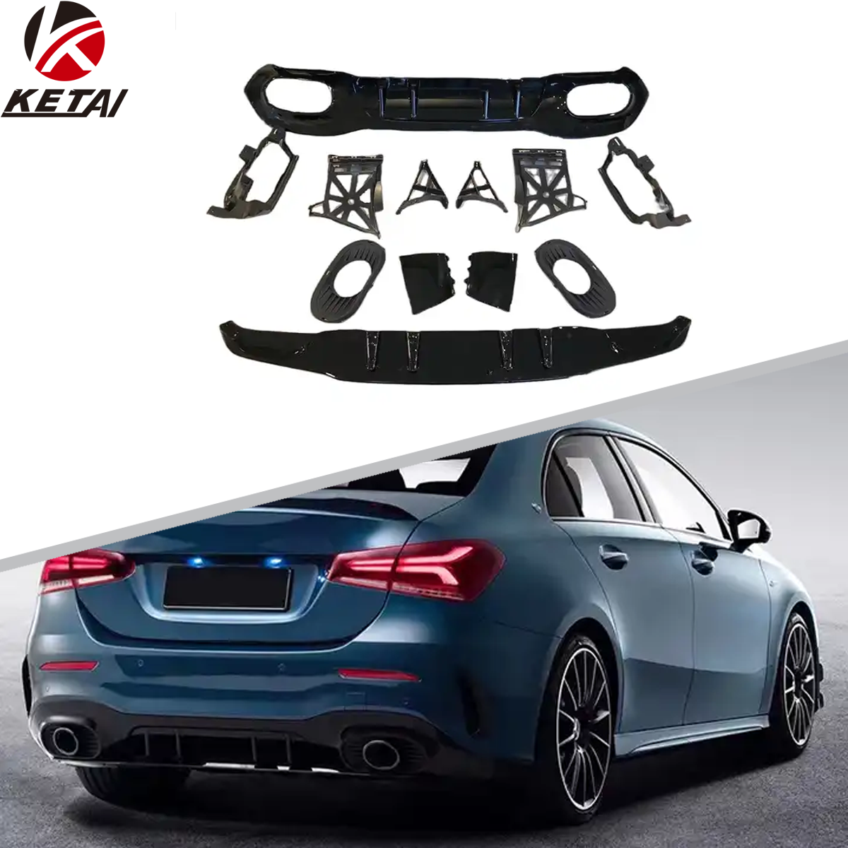 Car Accessories A35 Style Rear Diffuser For Benz W177 Amg Sedan 2019 ...