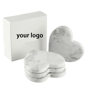 Handcrafted Heart-Shaped Marble Coasters with Non-Slip Cork Backing: Perfect Bar Accessory for Absorbing Drinks and Adding Style