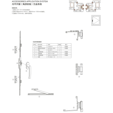 Sistema profesional de herrajes colgados lateralmente con bisagras de esquina