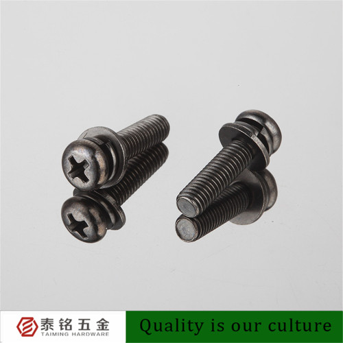 2016 Wholesale Suppliers GB9074.8 Pan Head Black nickel Cross Sems Screw for Electronics