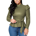 Damen Matte Mock Neck Bluse Top