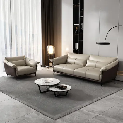 Light luxury leather chesterfield sofa set