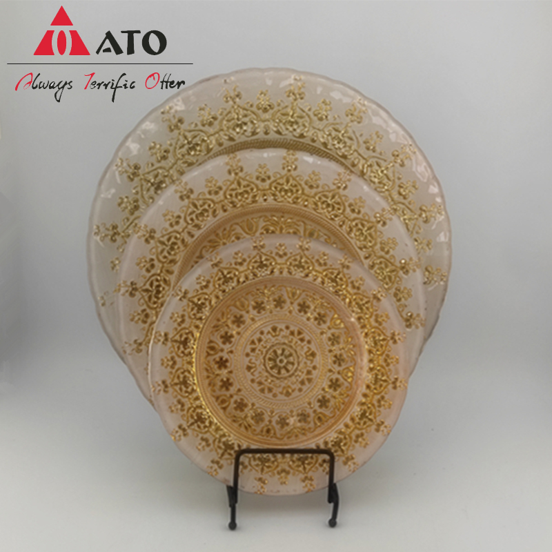 ATO tableware gold glass plate charger for wedding