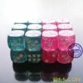 Bescon Ethereal Glitter 12mm jeu de 6 dés jeu de 24pcs en velours cordon de poche, rose et bleu sarcelle (12pcs de chaque couleur)