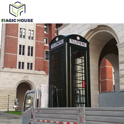 Green call booth metal phone booth outdoor telephone booth