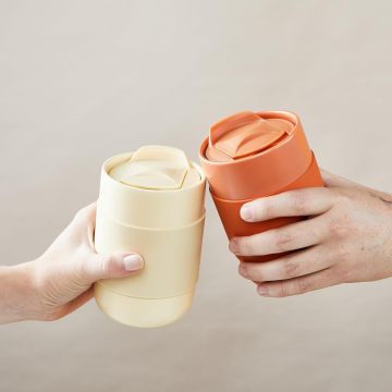 Κεραμικό καφέ Ceramic 330ml Pumbler με μανίκι σιλικόνης - Φορητό επαναχρησιμοποιήσιμο κύπελλο