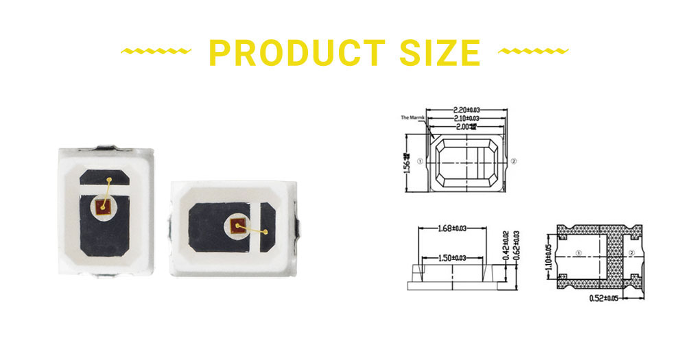 Size of yellow 2036 SMD LED Amber