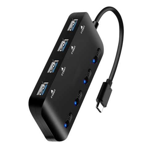 4 Port USB Hubs USB3.0 4-Port Multi Hub Expansion With LED Switch Manufactory