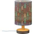 Customize printed fabric shade wooden base table lamp