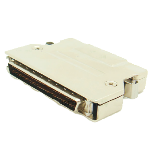 1.27mm Series Shielded Backshell Kits 68P Straight Exit With Spring Latchs and Connector Solder Molded Ribbon Type