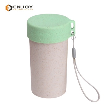 Eco-Friendly Wheat Straw Fiber Coffee Cups with Lid - Customize Your Logo