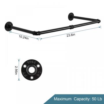 Retro Black Closet Rod Bar for Hanging Clothes