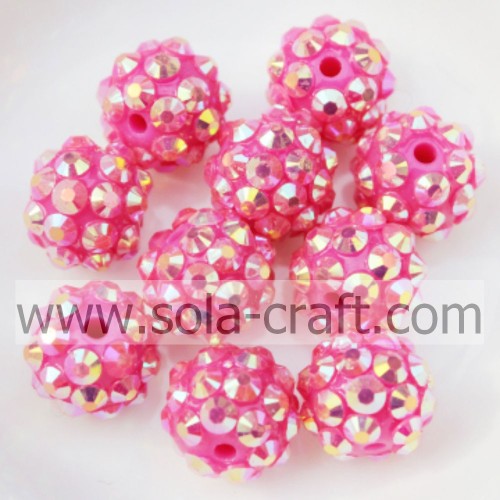 Perles de boule solide de strass de résine acrylique de Rose AB 10 * 12MM