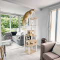 Luxury Suction Cup Cat Tree Window Wooden Scratcher Indoor Cats Climbing Shelf Space Saving Modern Christmas Pet Furniture