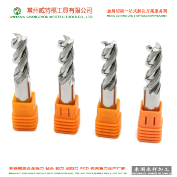 HRC50 3 flutes flat bottom tungsten carbide end milling cutter for aluminum CNC tools