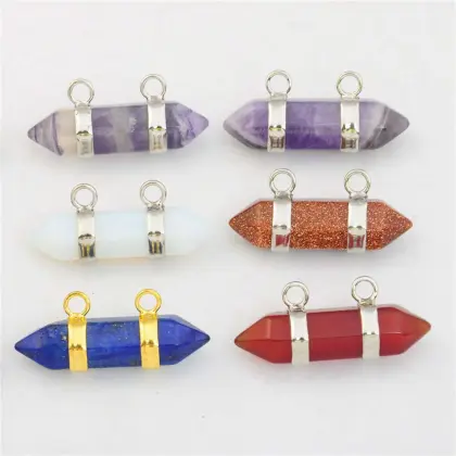 Fashion Hexagon Bicone Pendant Plated Silver for Women Jewelry Necklace