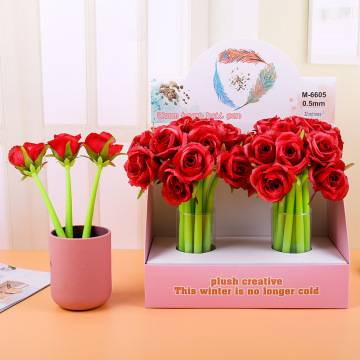 Customized Rose Gel Pen 0.5mm - Black Plastic Pen for Students and Office Gifts