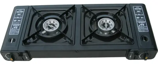 Double burner portable butane gas stove