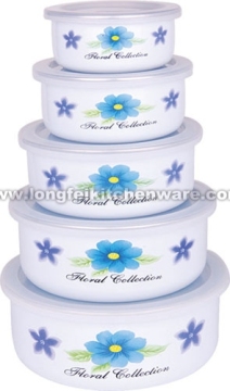 5PCS Storage Bowl With Plastic Cover Decor