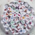 4*7MM Acrylic White with Colors Digit Letter Coin Jewelry Spacer Beads