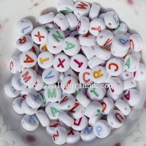 4 * 7 MM Acrilico Bianco con Perline Distanziatori Gioielli Moneta Lettera Cifre Colori