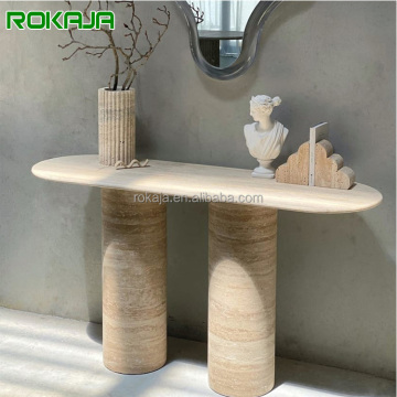 Luxury Travertine Stone Console Table with Honed Surface