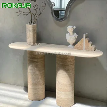 Luxury Travertine Stone Console Table with Honed Surface