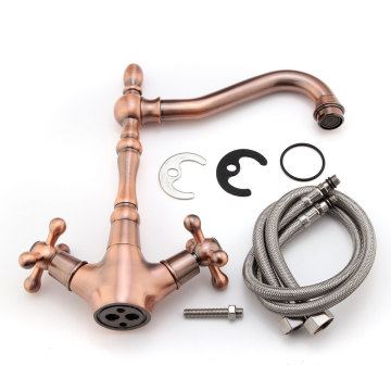 Brand New! Antique Copper Double Handle Faucet Kitchen Bathroom Sink Swivel Spout Mixer Tap Excellent Quality