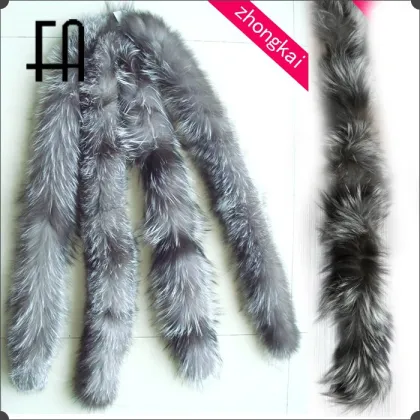 Factory direct wholesale price silver fox fur trimming /fox fur trim for bomber jacket