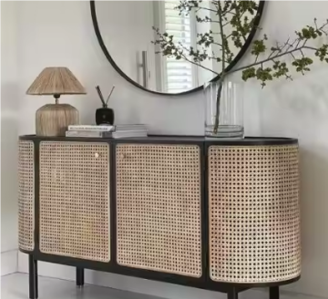 New Trend High Quality Nordic Style Sideboard Natural Storage Display Tv Tool Living Room Rattan Wood Cabinet