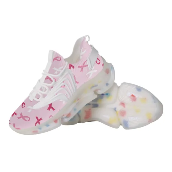 Custom Pink Ribbon Air Cushioned Running Shoes for Men and Women - Lightweight Walking Shoe for Breast Cancer Awareness" 

However, if you need a more concise title fitting for a search engine, consider:

"Pink Ribbon Air Cushioned Running Shoes - Lightwe